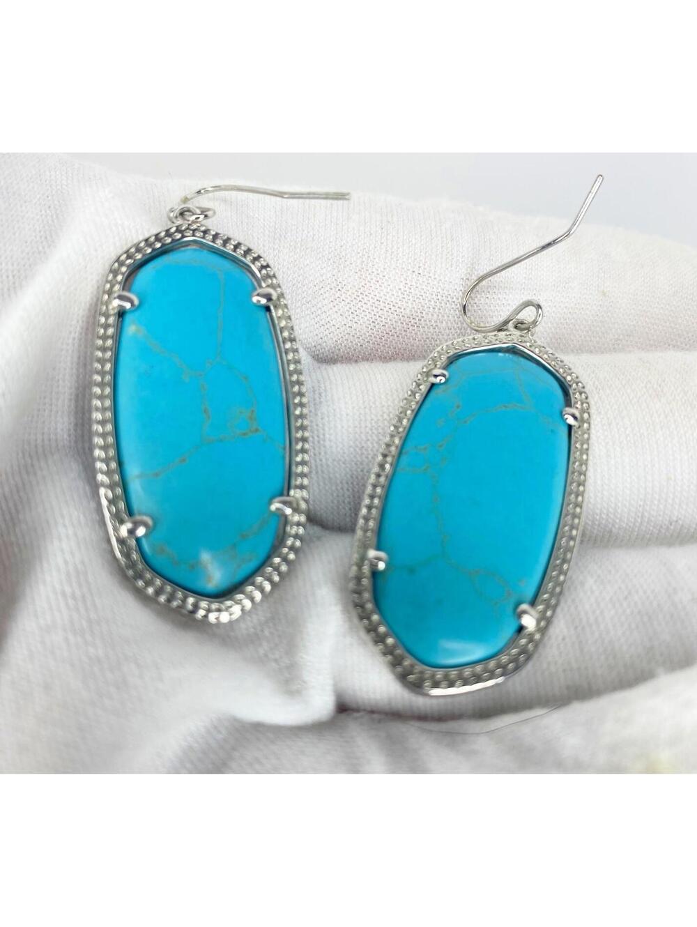 Kendra Scott Elle Drop Turquoise Silver Tone Earrings